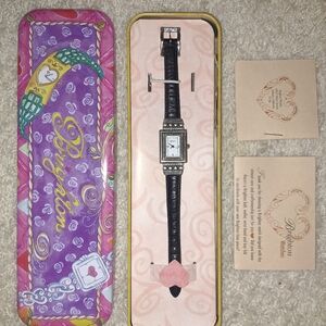 Brighton Black Leather Watch with Silver Accents